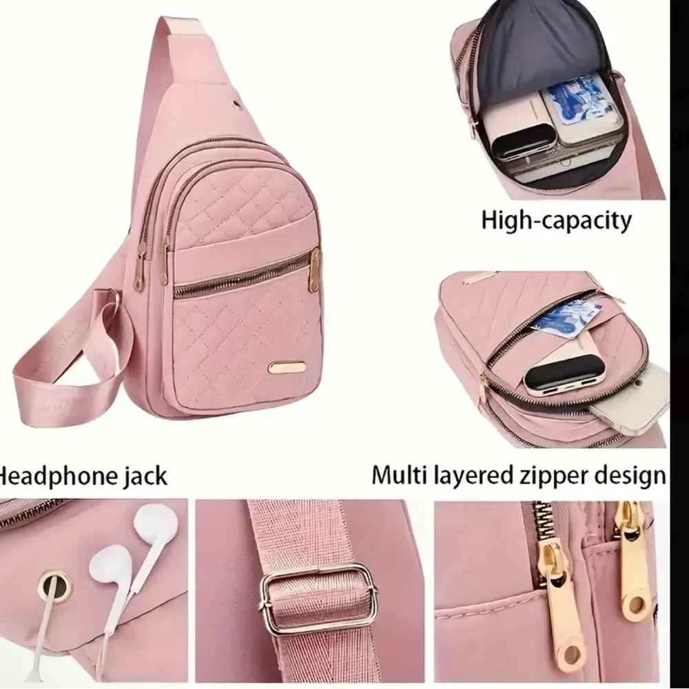 3 piece Pink Quilted Travel Bag Set with Versatile Design brand new - Picture 6 of 8